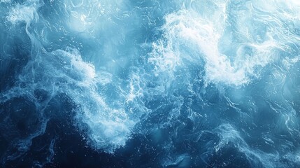 Fototapeta premium Abstract Ocean Water Texture Blue Waves and White Foam