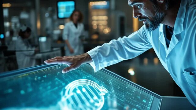 human dna research, dna on a large monitor