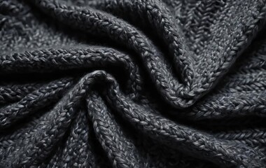 Fototapeta premium A close-up of a dark grey knitted blanket made of merino wool
