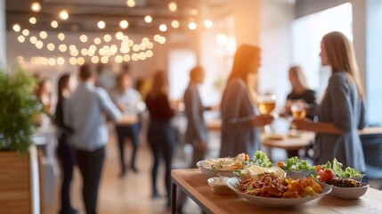 Corporate Gathering with Buffet and Casual Networking Event in Office