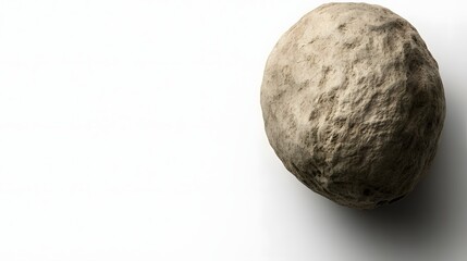 Isolated Round Stone with Natural Texture and Earthy Color on Neutral Background