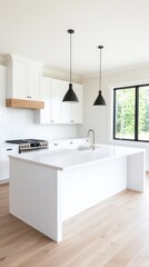 Modern kitchen featuring a large island with ample space for cooking and gathering in style