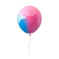 Pink and blue ombre balloon floating on black background