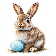 Obraz premium bunny with easter egg isolated on white background