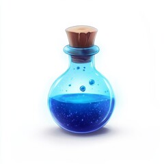 potion in glass flask on white background