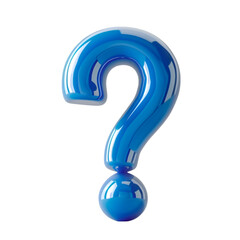 Glossy Blue Question Mark 3D Render Inquiry Symbol