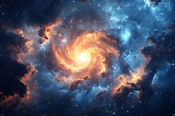 Obraz premium Swirling galaxy illuminates the cosmos with vibrant energy and captivating colors in space