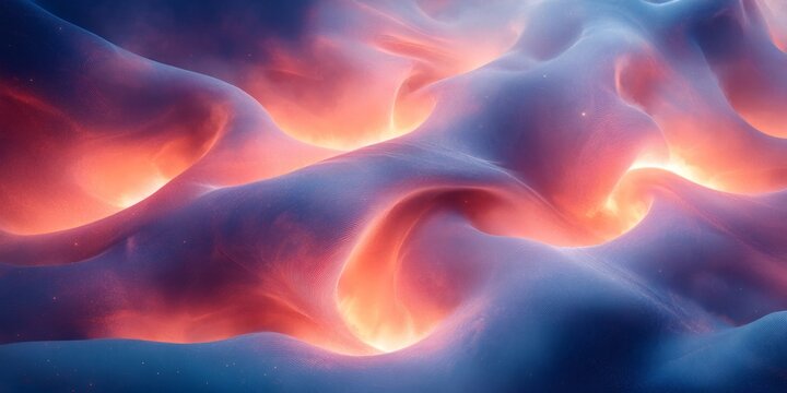 Abstract glowing orange veins pulsating through blue tissue