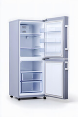 White open empty refrigerator isolated on background
