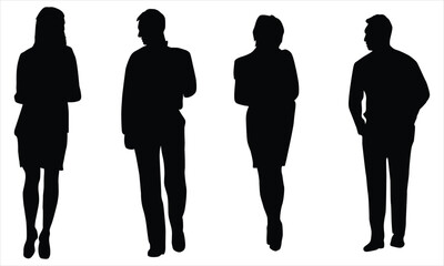 silhouettes of people is isolated on a white background