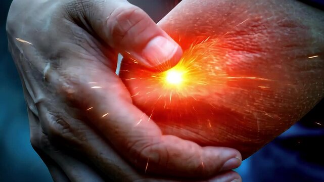 elbow pain concept close up