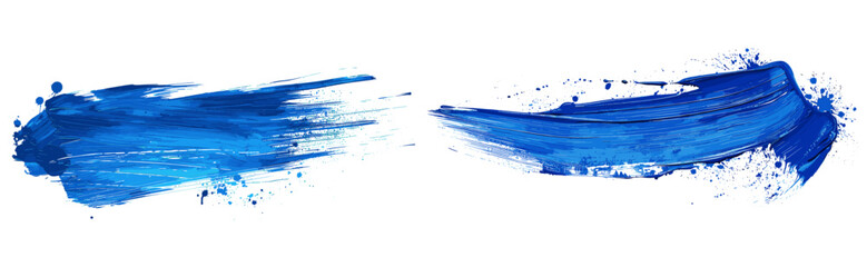 Hand-painted blue brush stroke, vector paint brush stroke, isolated on white or transparent PNG, acrylic paint smear, watercolor brushstroke, abstract paint stroke