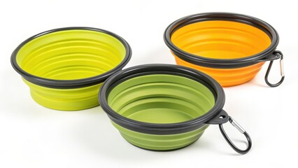 Collapsible Silicone Pet Bowls, Object on White Background