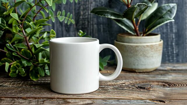empty white cup on wooden background