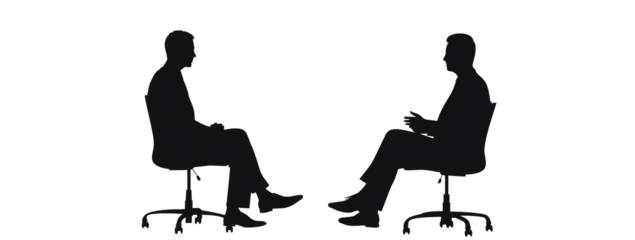 silhouette 2d graphic of business people meeting isolated on white and transparent background, cut out png