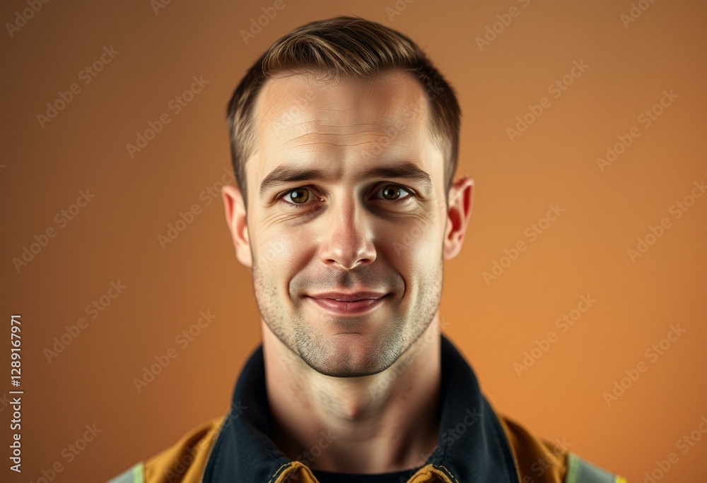 Sticker Photorealistic portrait of a male firefighter