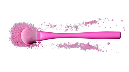 a makeup brush with powder isolated on a transparent background