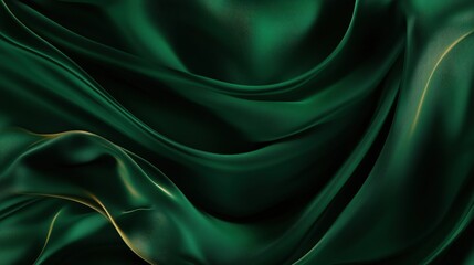 Obraz premium Luxurious Deep Green Satin Fabric with Soft, Flowing Texture