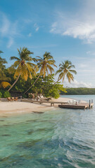 Obraz premium tropical beach with coconut palm trees