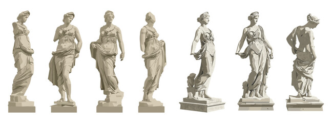 Classical Venus de Milo statue vector, ancient Greek sculpture, artistic marble statue, mythology, historical masterpiece, museum artifact, famous artwork, antique figure © aura studio