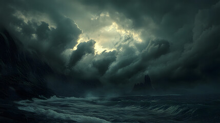 Obraz premium Dramatic Sky over Vik, Iceland, Ultra-Detailed