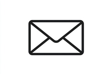Simple, clean vector line-art, black and white envelope, minimalistic.