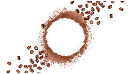 Vector coffee beans frame, transparent PNG, isolated coffee border, roasted beans design, espresso frame, barista theme, organic coffee art, cafe background, mocha border