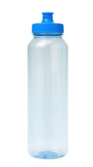 A reusable plastic water bottle with a blue cap, perfect for staying hydrated during exercise and travel. Eco-friendly and practical. Perfect Any Project.