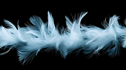 Obraz premium Abstract Light Blue Feathers Texture on Black Background