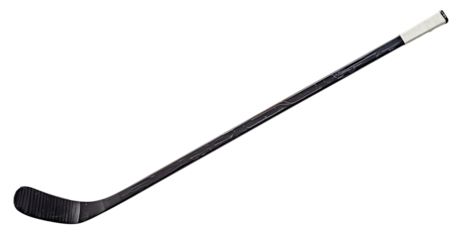 Black wooden hockey stick isolated on transparent background 