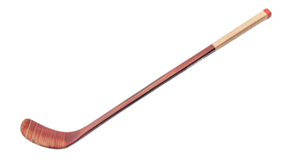 Black wooden hockey stick isolated on transparent background 
