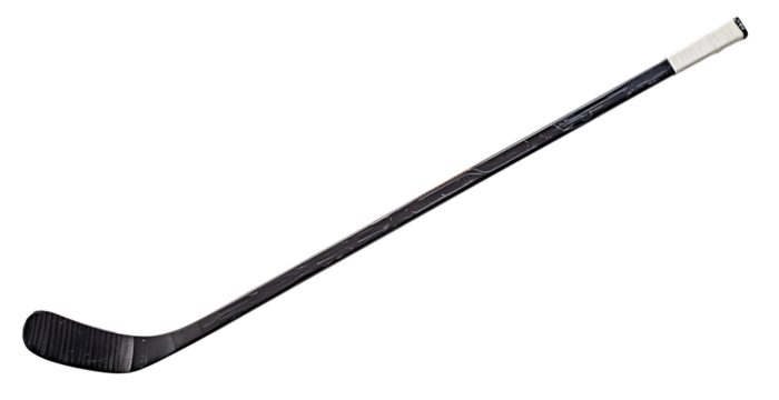 Black wooden hockey stick isolated on transparent background 