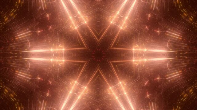 leuchtende Lichtpunkte bewegen sich langsam sternf&ouml;rmig Richtung Zentrum, digitaler Datentransfer, Algorithmus, Internet, Energie, Datenfluss, Geschwindigkeit, Wandel, Austausch, braun, orange