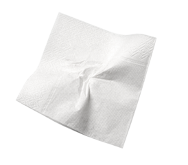 Crumpled white paper napkin on white background