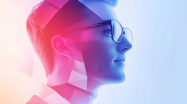 Visionary leadership abstract portrait modern workspace digital art creative environment side view inspiring future concepts