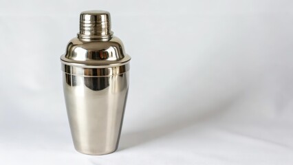 Stainless Steel Cocktail Shaker on White Background