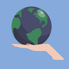 globe in hands, world earth blue