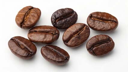 Roasted Coffee Beans on White Background