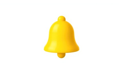 Yellow 3D bell icon illustration with a smooth, glossy finish. The bell is depicted in a simple and modern design, ideal for notifications and alerts. Perfect Any Project.