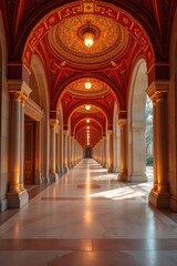 Pasillos de monumento dorado y rojo estilo barroco