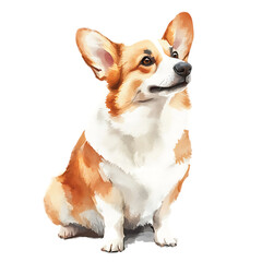 Adorable red and white corgi dog sitting.