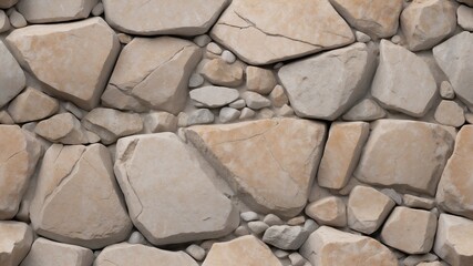 Obraz premium Rustic stone wall texture in natural beige tones for architectural backgrounds