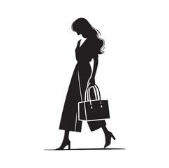 women with hand bag silhouette vector illustration
