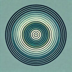 Fototapeta premium Minimalist concentric circles in shades of blue and green, forming a ripple effect 2
