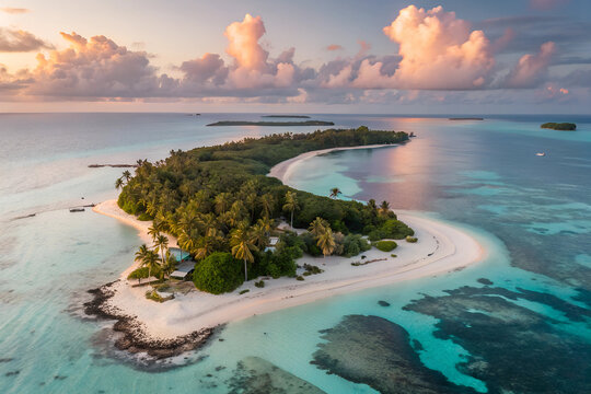 Aerial View of Tropical Island with Turquoise Water – Dream Travel Destination