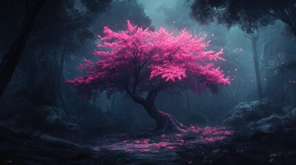 Enchanted Forest: A Pink Dream in the Night