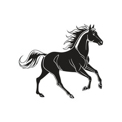 A silhouette of a running horse vector art