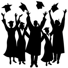 silhouette of a group of students