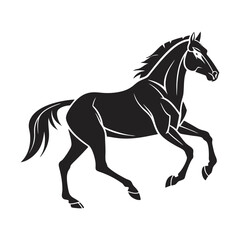 A silhouette of a running horse vector art