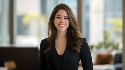 Engaging corporate strategist portrait in modern office setting professional environment business focused bright viewpoint